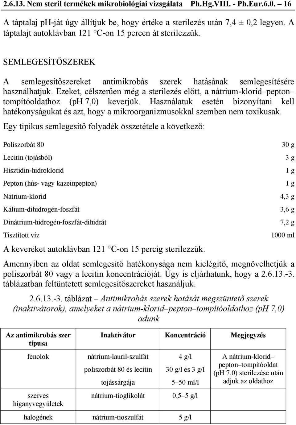 Ezeket, célszerűen még a sterilezés előtt, a nátrium-klorid pepton tompítóoldathoz (ph 7,0) keverjük.