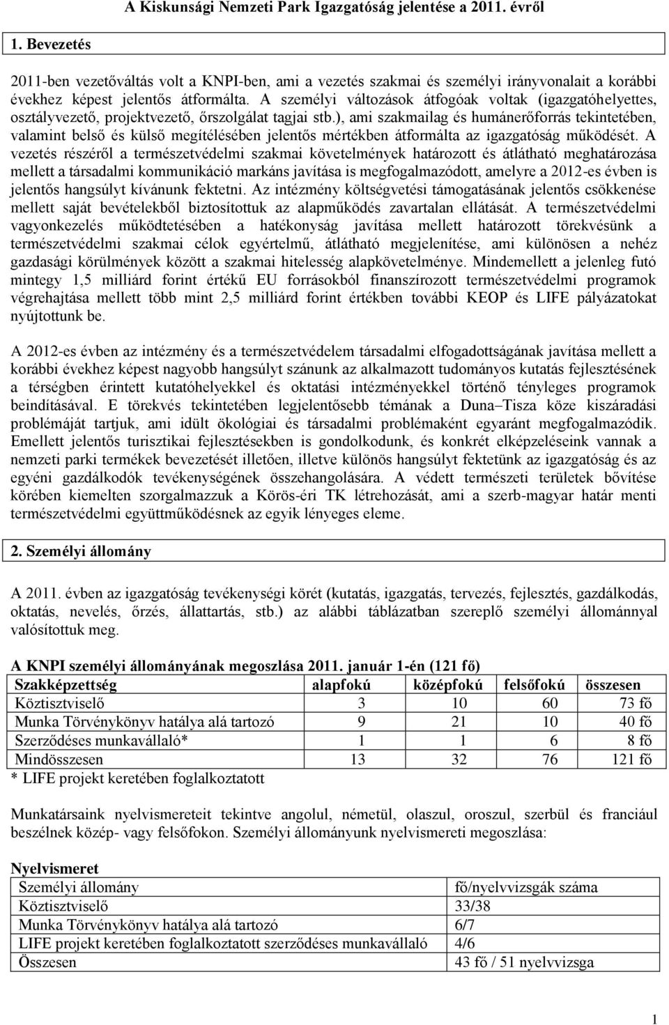 A személyi változások átfogóak voltak (igazgatóhelyettes, osztályvezető, projektvezető, őrszolgálat tagjai stb.