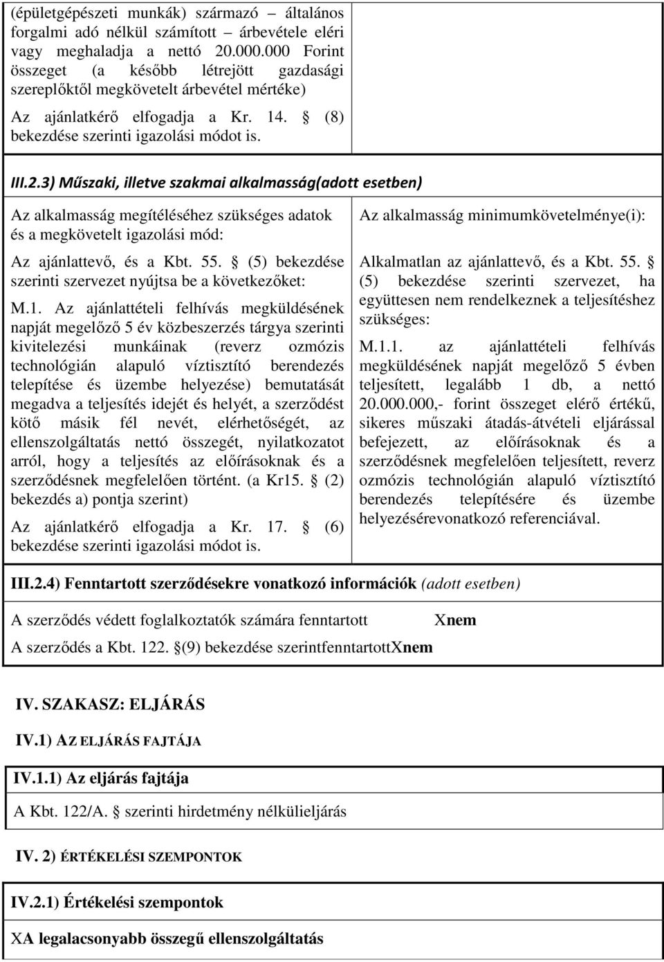 3) Műszaki, illetve szakmai alkalmasság(adott esetben) Az alkalmasság megítéléséhez szükséges adatok és a megkövetelt igazolási mód: Az ajánlattevő, és a Kbt. 55.