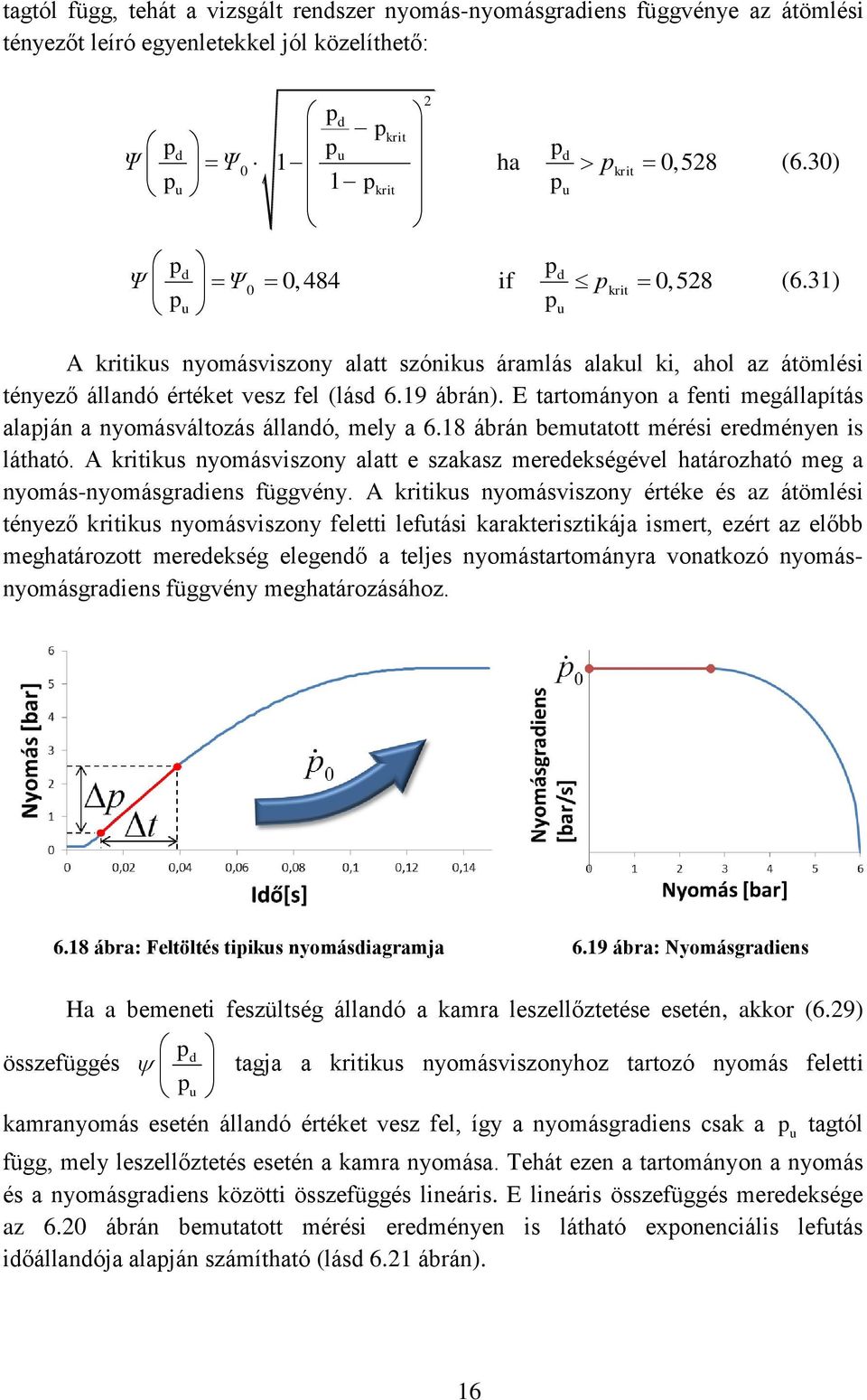 E tartományon a fenti megállaítás alaján a nyomásváltozás állandó, mely a 6.18 ábrán bemtatott mérési eredményen is látható.