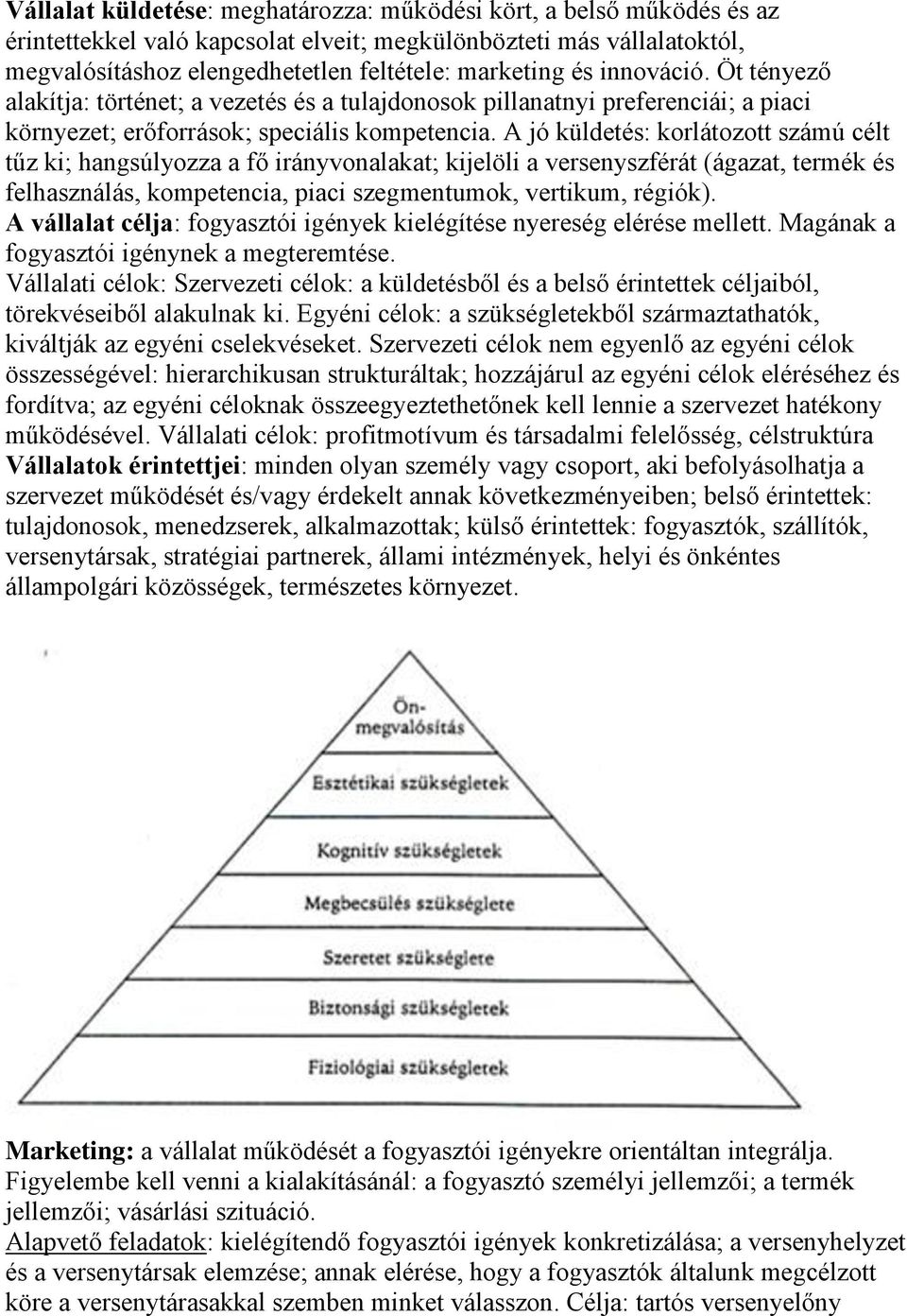 A jó küldetés: korlátozott számú célt tűz ki; hangsúlyozza a fő irányvonalakat; kijelöli a versenyszférát (ágazat, termék és felhasználás, kompetencia, piaci szegmentumok, vertikum, régiók).