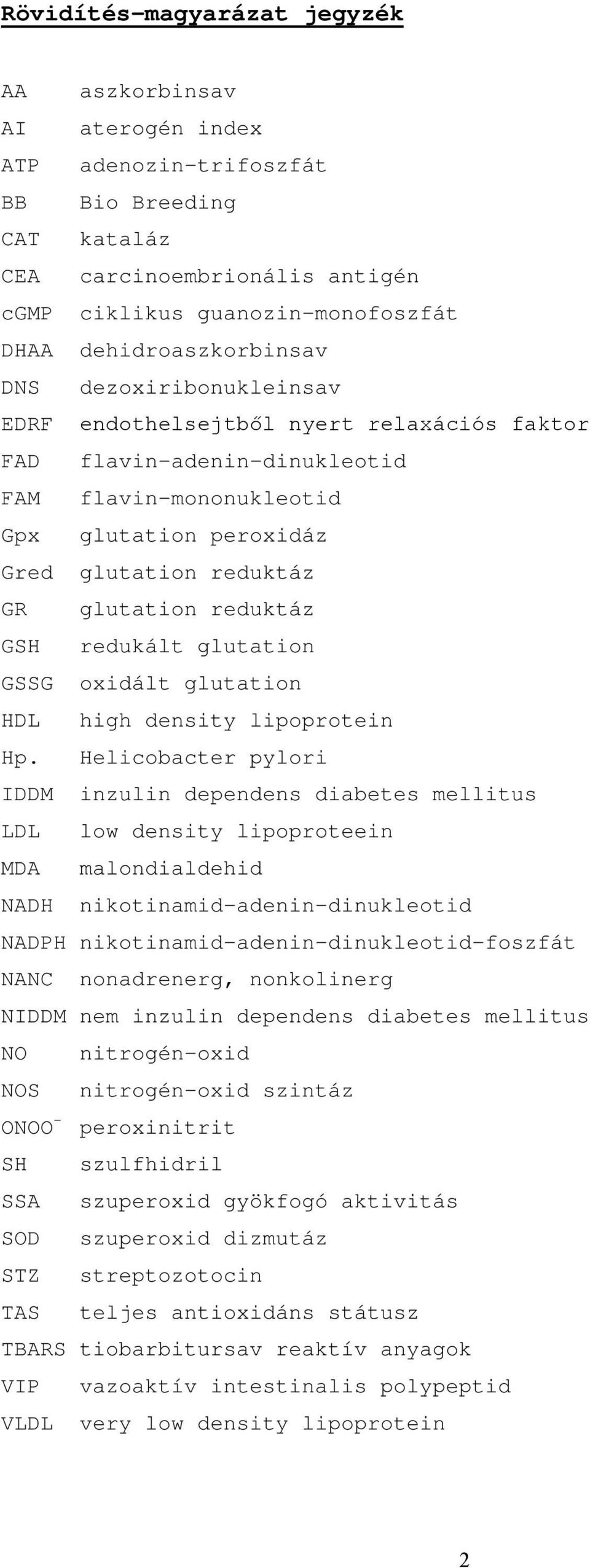 glutation reduktáz GSH redukált glutation GSSG oxidált glutation HDL high density lipoprotein Hp.