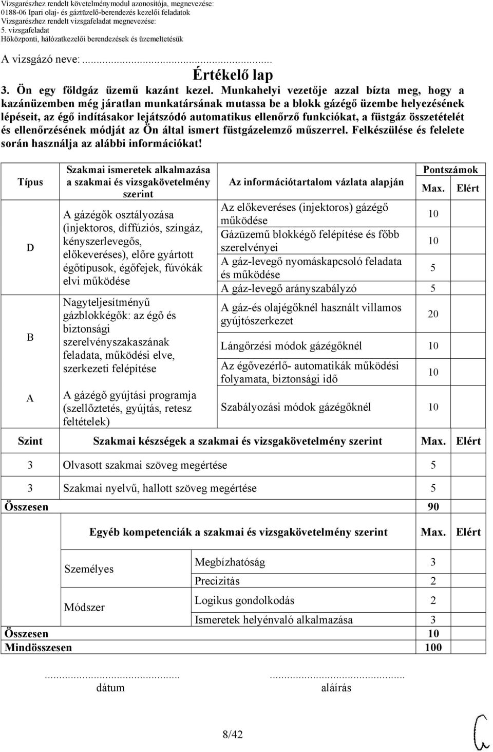 funkciókat, a füstgáz összetételét és ellenőrzésének módját az Ön által ismert füstgázelemző műszerrel. Felkészülése és felelete során használja az alábbi információkat!