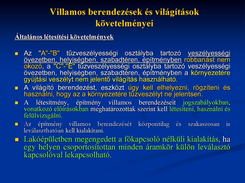 A világító berendezést, eszközt úgy kell elhelyezni, rögzíteni és használni, hogy az a környezetére tűzveszélyt ne jelentsen.