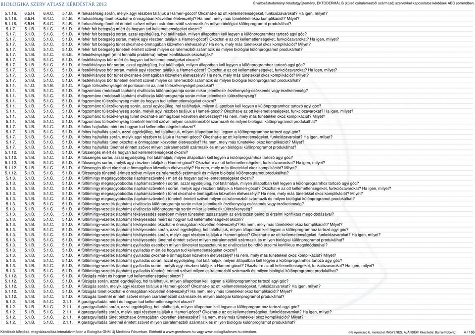 A farkaséhség tünetnél érintett szövet milyen csíralemezből származik és milyen biológiai különprogramot produkálhat? 5.1.7. 5.1.B. 5.1.C. 5.1.D.