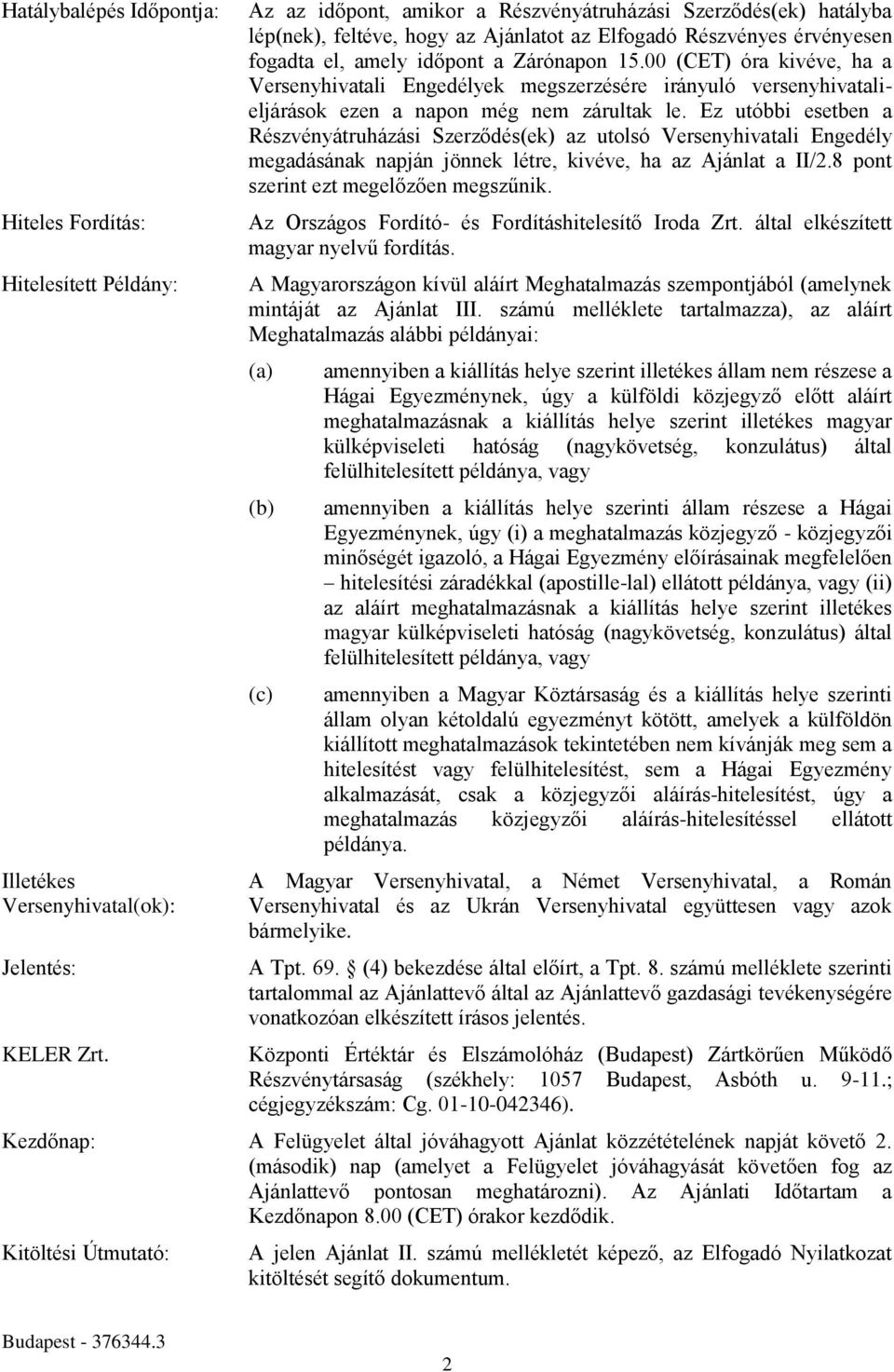 00 (CET) óra kivéve, ha a Versenyhivatali Engedélyek megszerzésére irányuló versenyhivatalieljárások ezen a napon még nem zárultak le.