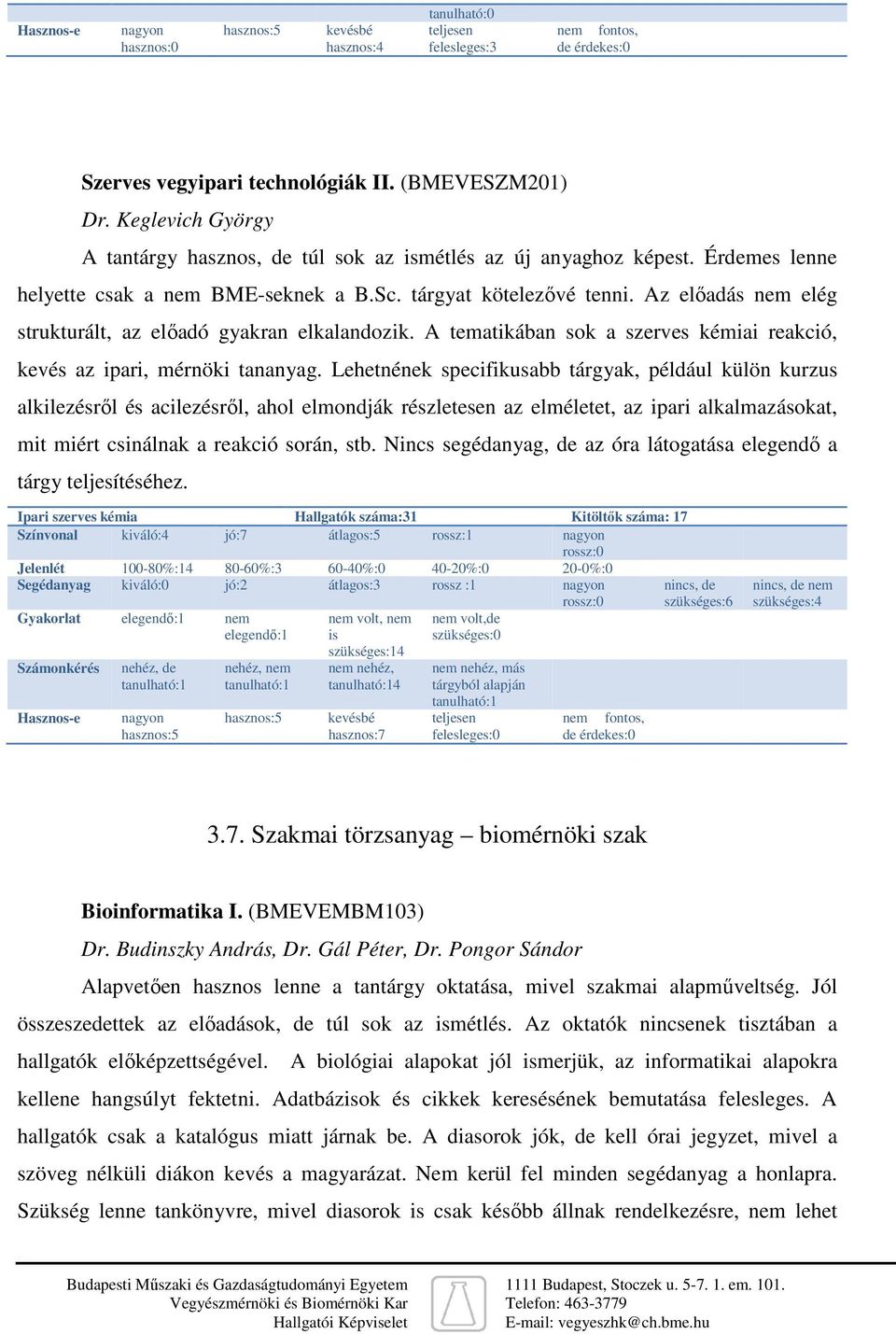 A tematikában sok a szerves kémiai reakció, kevés az ipari, mérnöki tananyag.