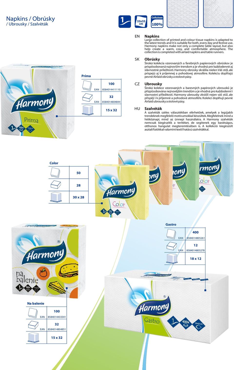Obrúsky Široká kolekcia vzorovaných a farebných papierových obrúskov je prispôsobovaná najnovším trendom a je vhodná pre každodenné aj slávnostné príležitosti.