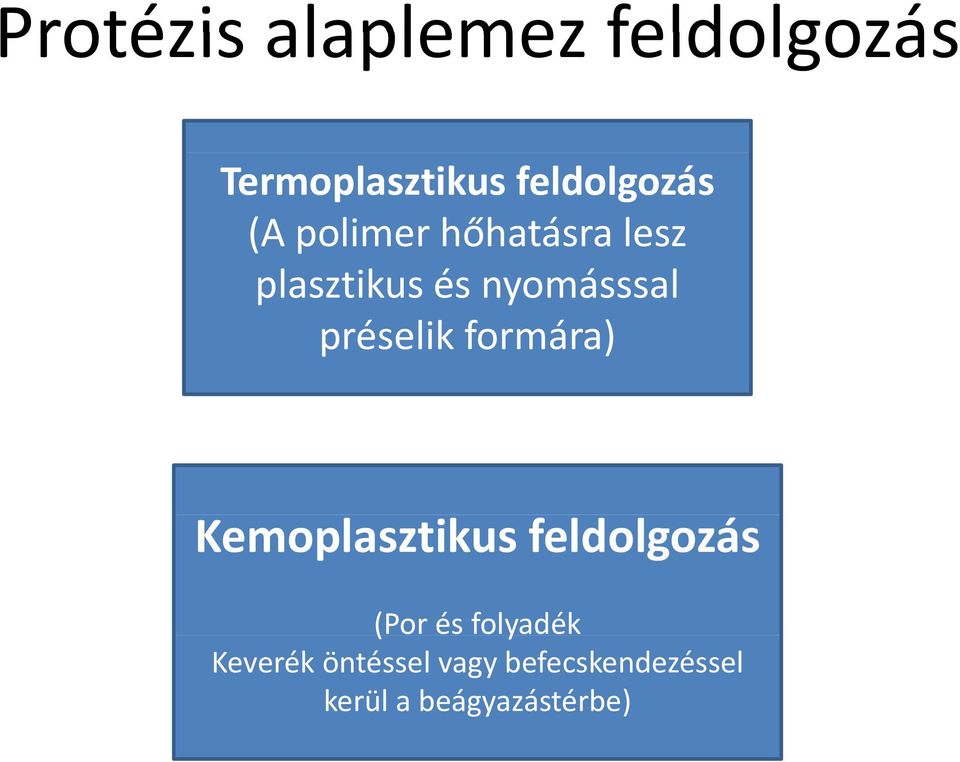 formára) Kemoplasztikus feldolgozás (Por és folyadék ( y