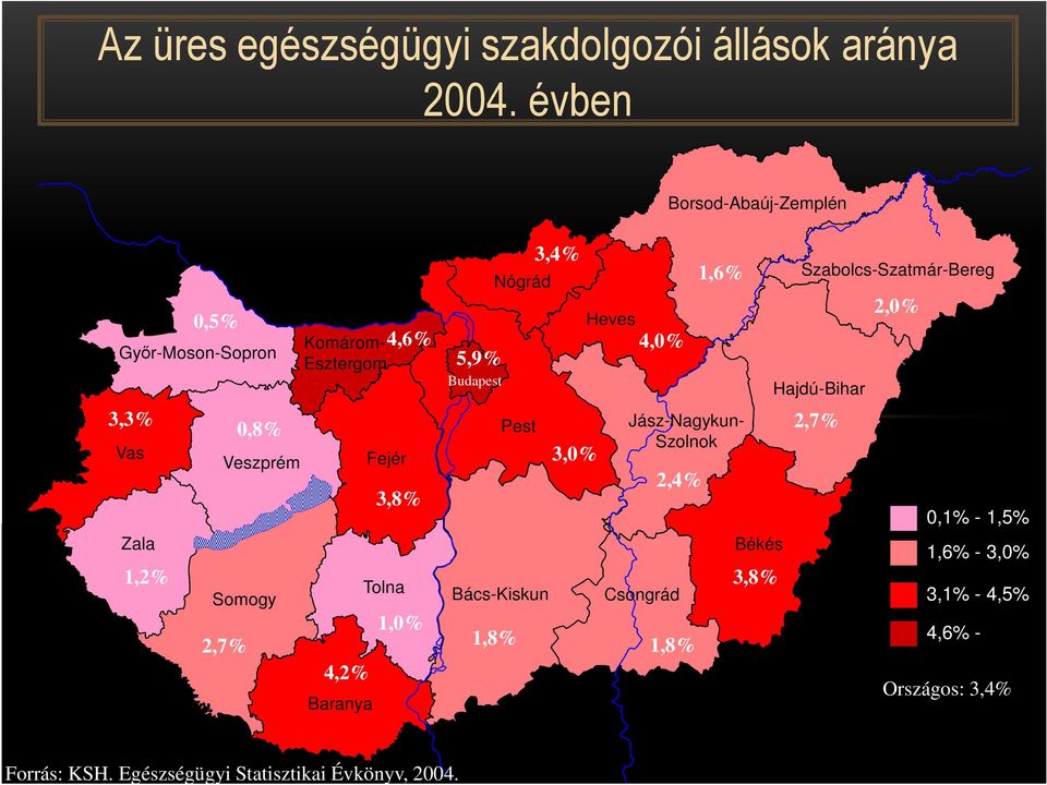 Baranya Tolna 4,6% 3,8% 1,0% 4,2% 5,9% Budapest Nógrád Pest Bács-Kiskun 1,8% 3,4% 3,0% Heves 4,0% Jász-Nagykun- Szolnok