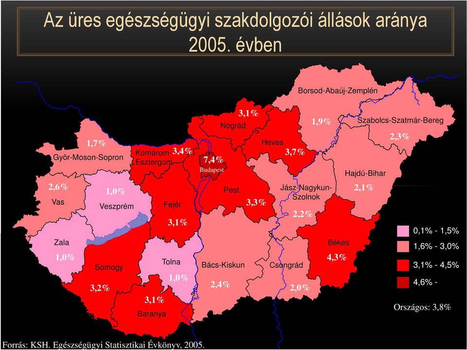 Baranya Tolna 3,4% 3,1% 1,0% 3,1% 7,4% Budapest Nógrád Pest Bács-Kiskun 2,4% 3,1% 3,3% Heves 3,7% Jász-Nagykun- Szolnok