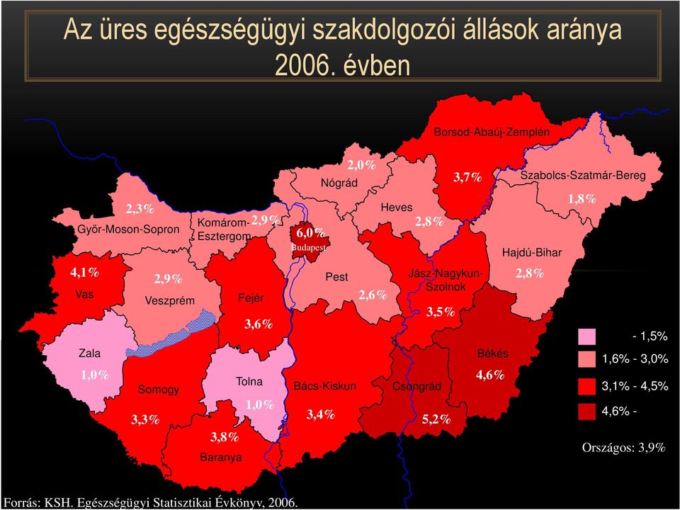 Baranya Tolna 2,9% 3,6% 1,0% 3,8% 6,0% Budapest Nógrád Pest Bács-Kiskun 3,4% 2,0% 2,6% Heves 2,8% Jász-Nagykun- Szolnok