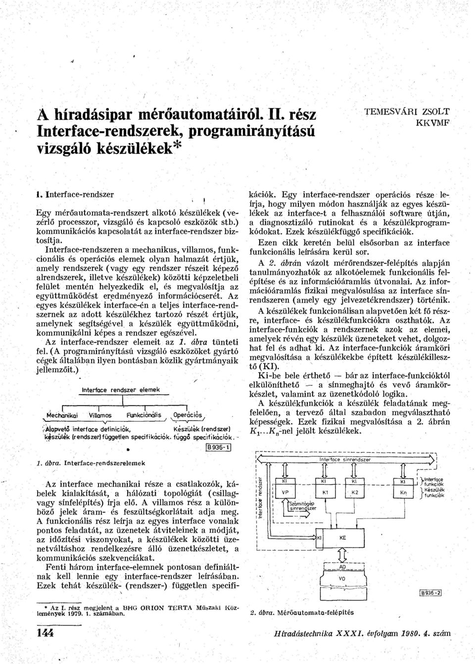 Interface-rendszeren a mechanikus, villamos, funkcionális és operációs elemek olyan halmazát értjük, amely rendszerek (vagy egy rendszer részeit képező alrendszerek, illetve készülékek) közötti