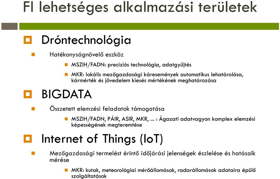 támogatása MSZIH/FADN, PÁIR, ASIR, MKR,.