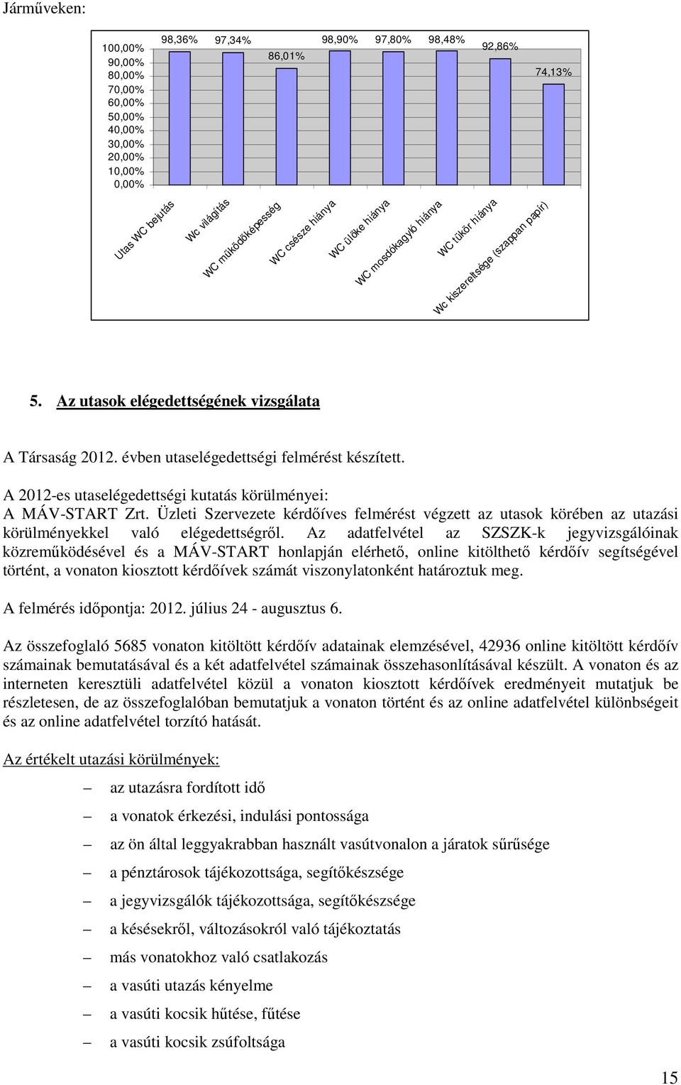 évben utaselégedettségi felmérést készített. A 2012-es utaselégedettségi kutatás körülményei: A MÁV-START Zrt.