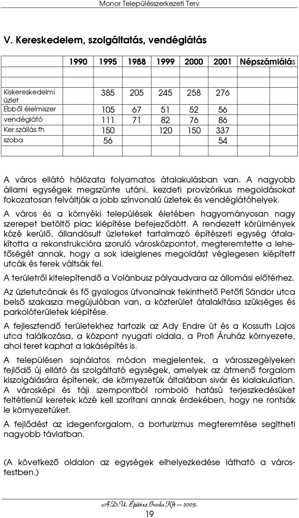 A nagyobb állami egységek megszünte utáni, kezdeti provizórikus megoldásokat fokozatosan felváltják a jobb színvonalú üzletek és vendéglátóhelyek.