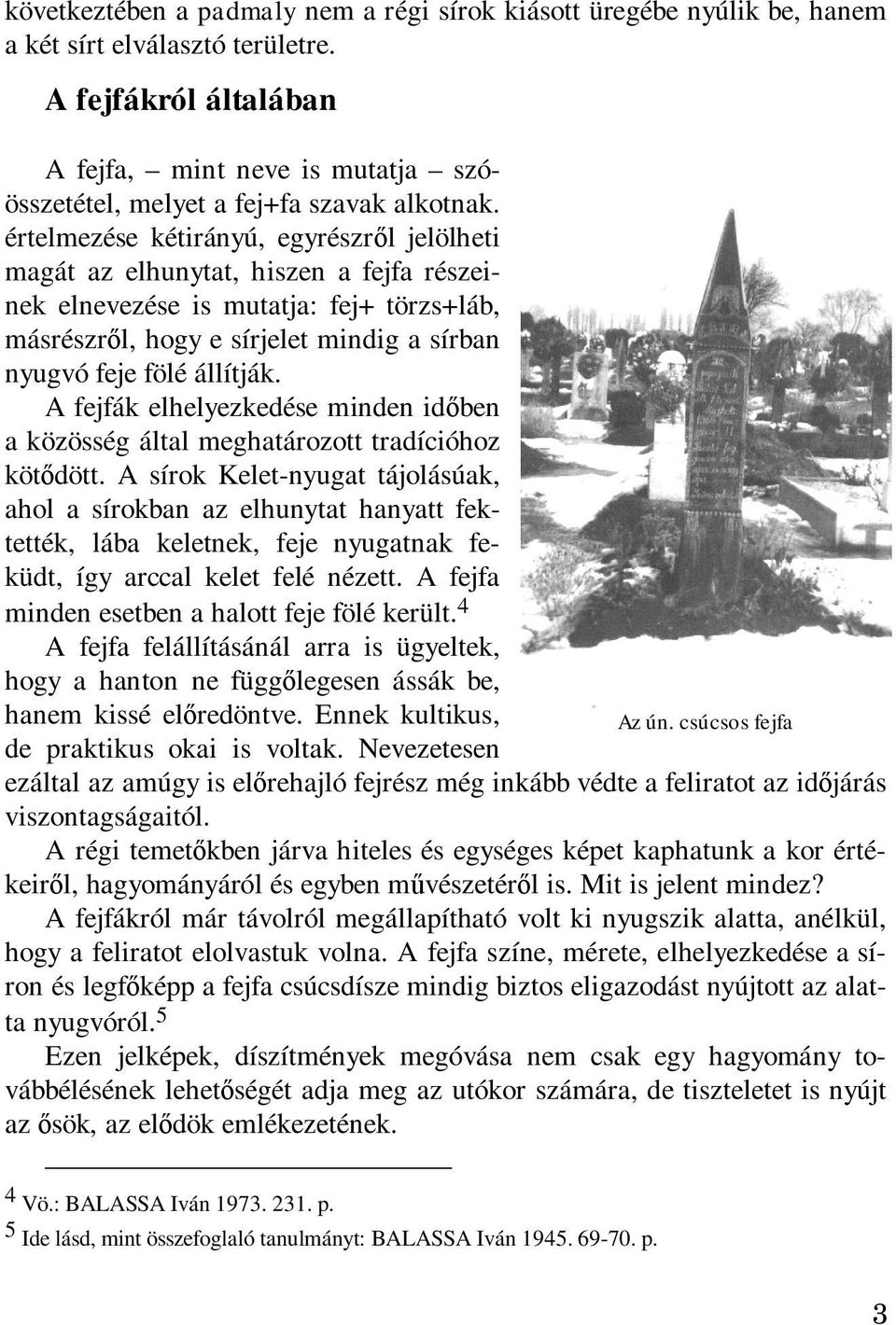 értelmezése kétirányú, egyrészről jelölheti magát az elhunytat, hiszen a fejfa részeinek elnevezése is mutatja: fej+ törzs+láb, másrészről, hogy e sírjelet mindig a sírban nyugvó feje fölé állítják.