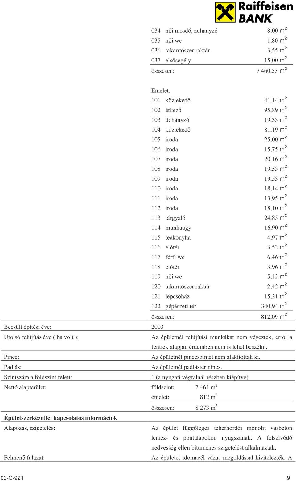 tárgyaló 24,85 m 2 114 munkaügy 16,90 m 2 115 teakonyha 4,97 m 2 116 eltér 3,52 m 2 117 férfi wc 6,46 m 2 118 eltér 3,96 m 2 119 ni wc 5,12 m 2 120 takarítószer raktár 2,42 m 2 121 lépcsház 15,21 m 2