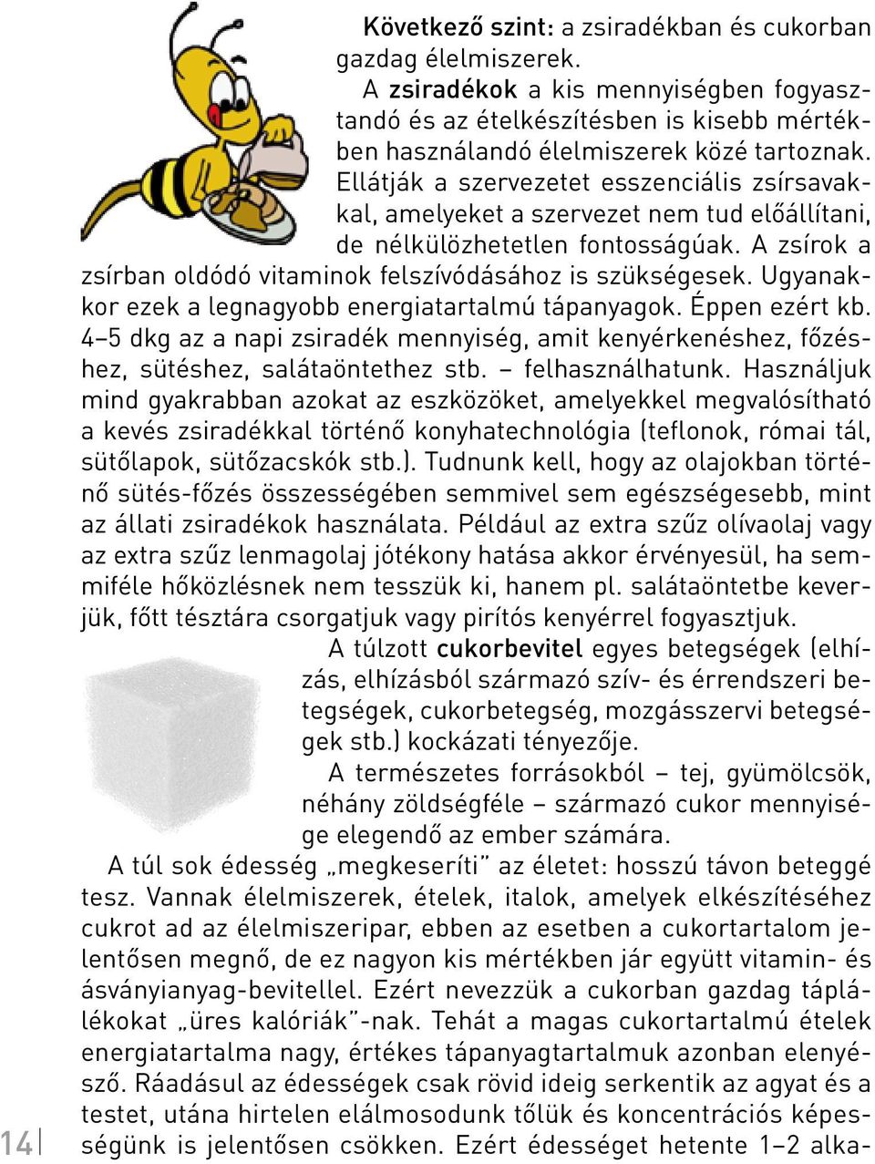 Ugyanakkor ezek a legnagyobb energiatartalmú tápanyagok. Éppen ezért kb. 4 5 dkg az a napi zsiradék mennyiség, amit kenyérkenéshez, főzéshez, sütéshez, salátaöntethez stb. felhasználhatunk.