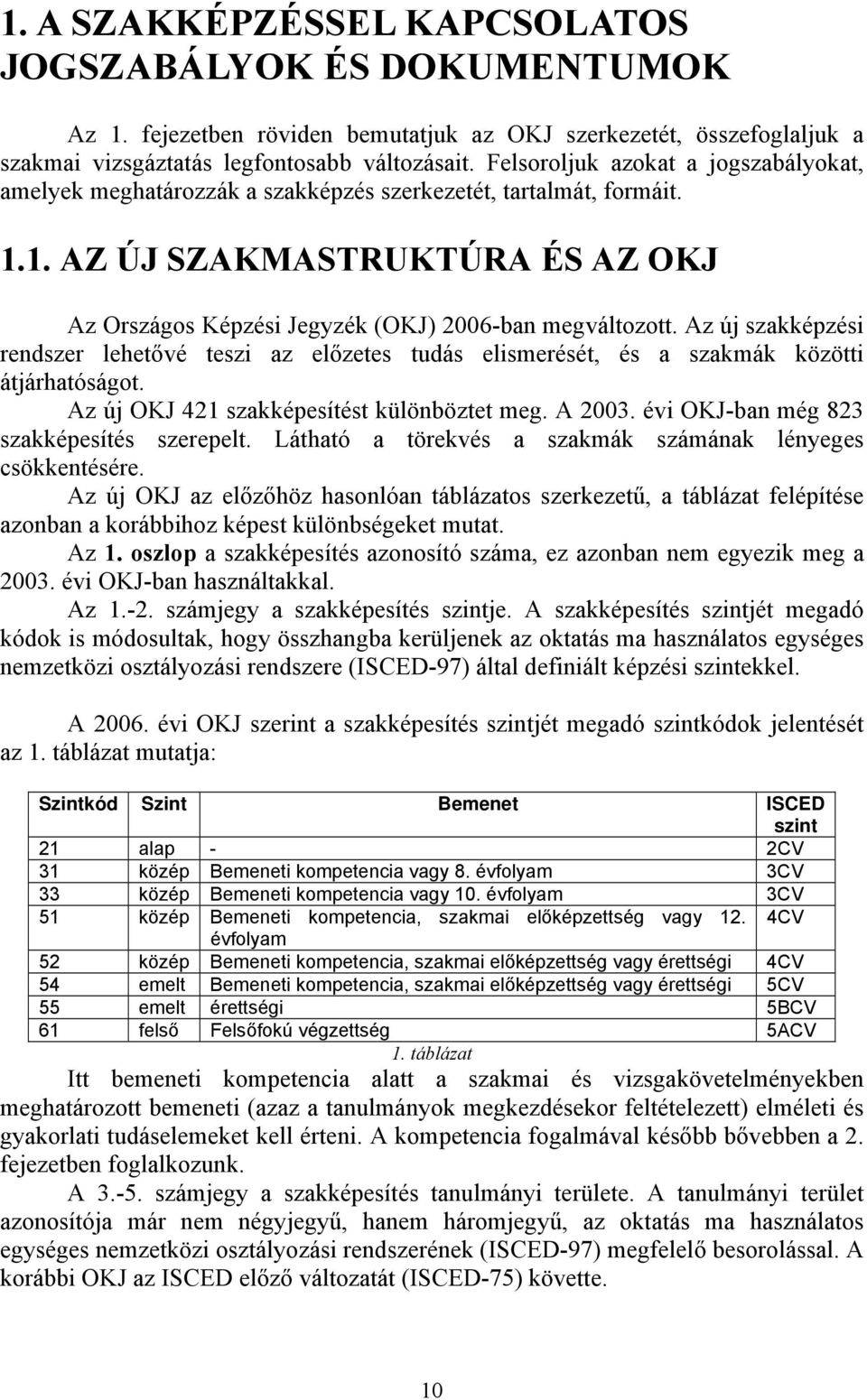 Az új szakképzési rendszer lehetővé teszi az előzetes tudás elismerését, és a szakmák közötti átjárhatóságot. Az új OKJ 421 szakképesítést különböztet meg. A 2003.