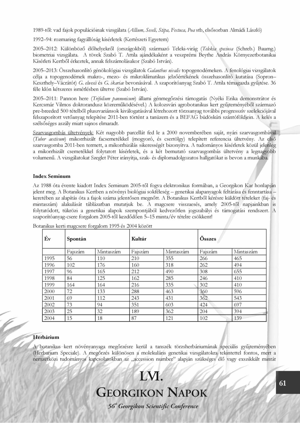 Attila ajándékaként a veszprémi Beythe András Környezetbotanikai Kísérleti Kertből érkeztek, annak felszámolásakor (Szabó István).