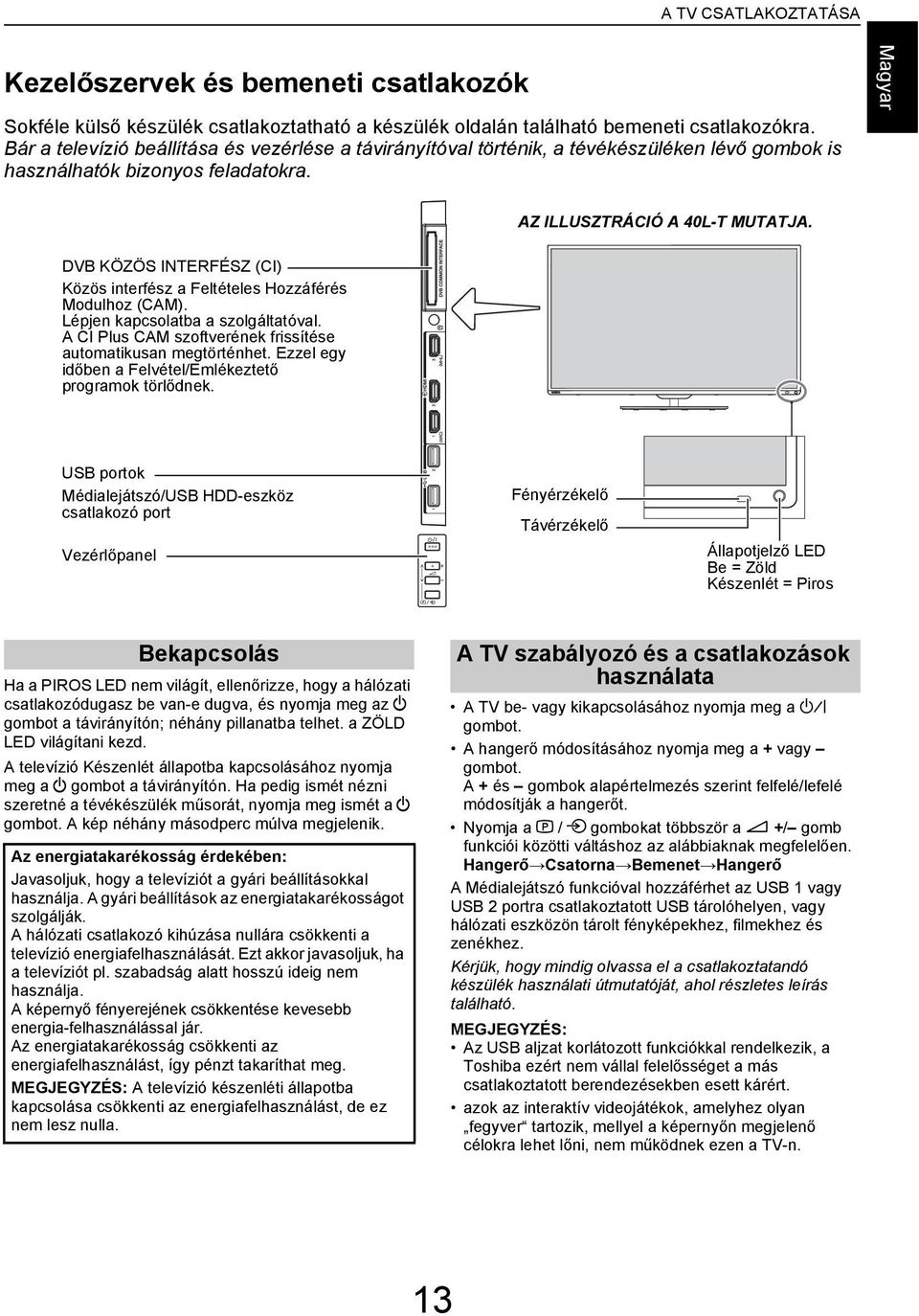 DVB KÖZÖS INTERFÉSZ (CI) Közös interfész Feltételes Hozzáférés Moulhoz (CAM). Lépjen kpsolt szolgálttóvl. A CI Plus CAM szoftverének frissítése utomtikusn megtörténhet.