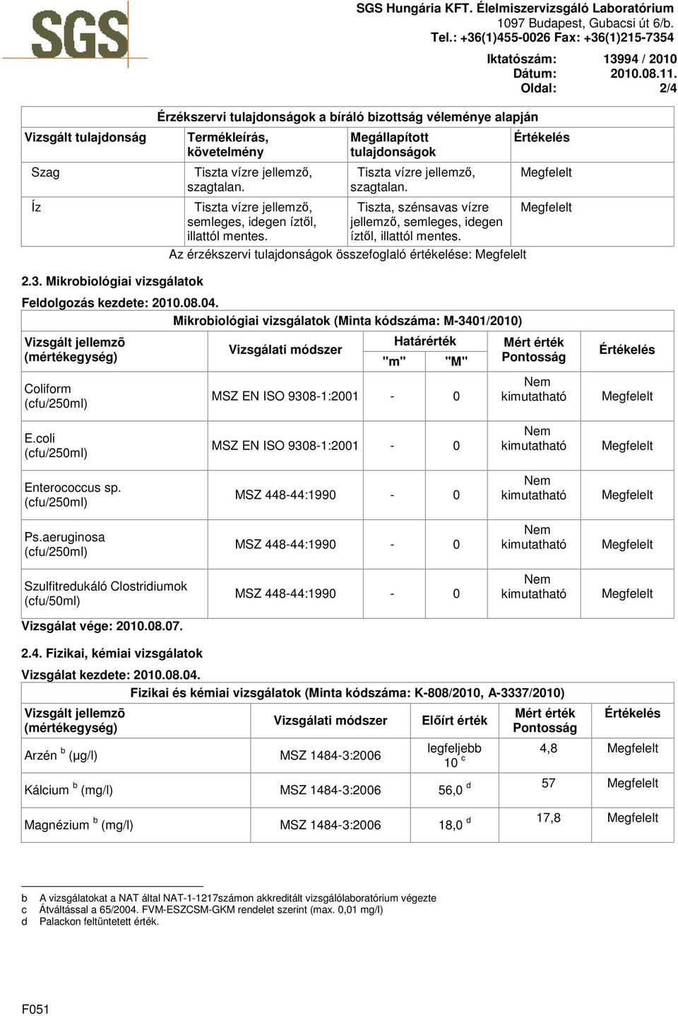 semleges, idegen íztől, illattól mentes. Megállapított tulajdonságok szagtalan. Tiszta, szénsavas vízre jellemző, semleges, idegen íztől, illattól mentes.