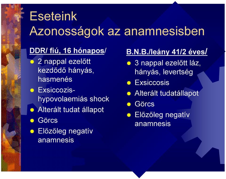 Görcs Előzőleg negatív anamnesis B.