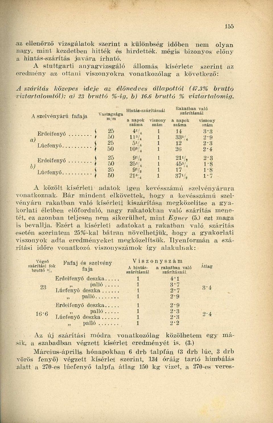 3% bruttó víztartalomtól): a) 23 bruttó %-ig, b) 6.6 bruttó % víztartalomig.