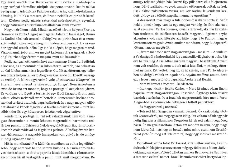 Miután az előző három helyen (Floripa, Gramado és Porto Alegre) nem igazán találtam társaságot, Bruno és Nadini házának teraszán üldögélve, caipirinházva és a szomszéd wifijét lopva végre megint