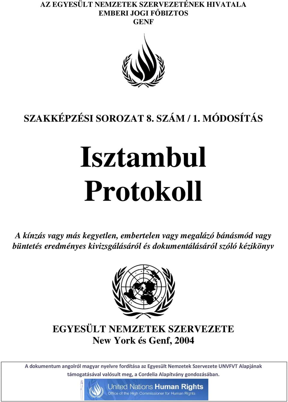 kivizsgálásáról és dokumentálásáról szóló kézikönyv EGYESÜLT NEMZETEK SZERVEZETE New York és Genf, 2004 A dokumentum