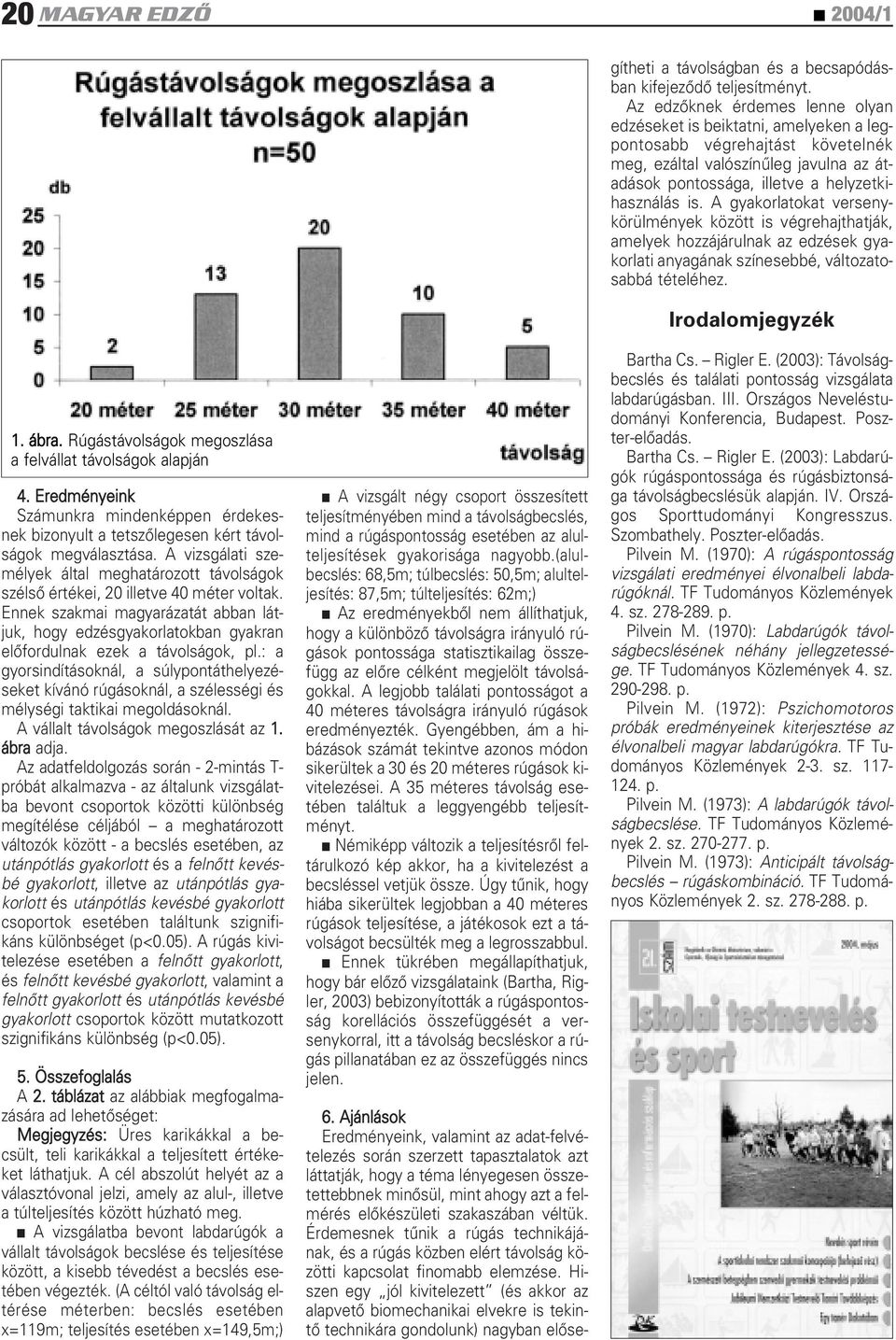 véltük. Érdemesnek tûnik a rúgás technikájának, és a rúgás közben elért távolság közötti kapcsolat finomabb elemzése.