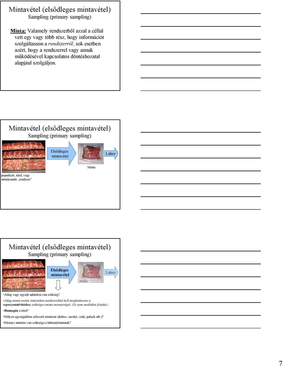Mintavétel (elsődleges mintavétel) Sampling (primary sampling) Elsődleges mintavétel Labor Minta populáció, tétel, vagy mintázandó rendszer Mintavétel (elsődleges mintavétel) Sampling (primary