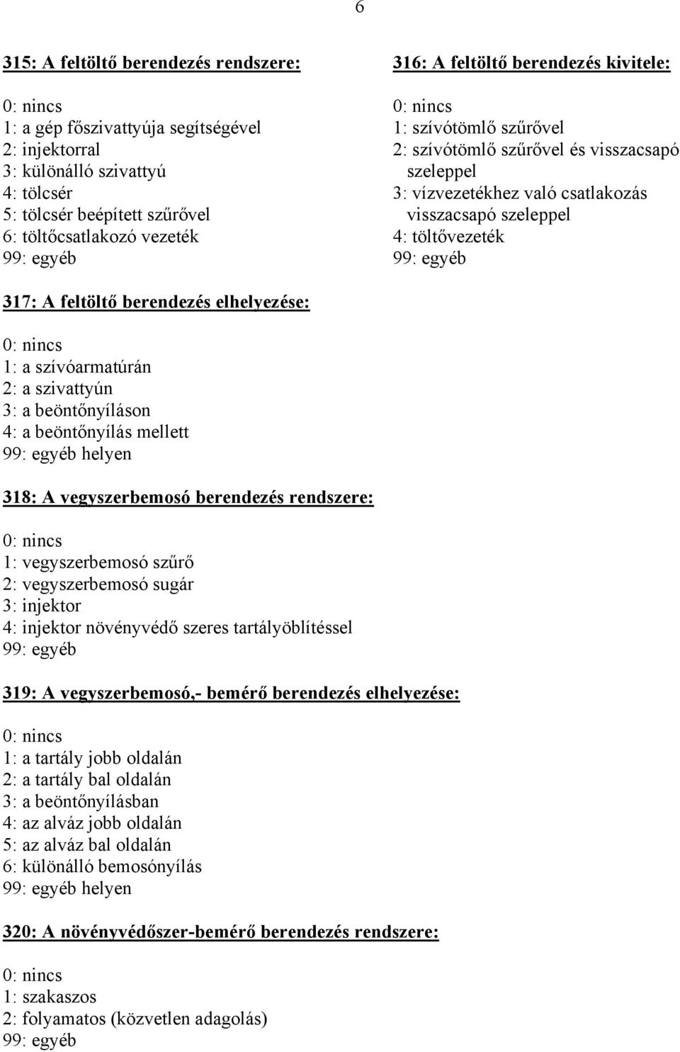 elhelyezése: 1: a szívóarmatúrán 2: a szivattyún 3: a beöntőnyíláson 4: a beöntőnyílás mellett helyen 318: A vegyszerbemosó berendezés rendszere: 1: vegyszerbemosó szűrő 2: vegyszerbemosó sugár 3: