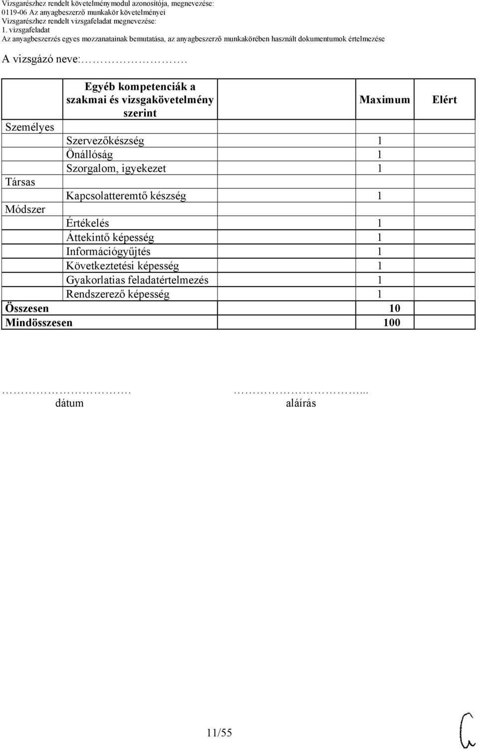 Értékelés 1 Áttekintő képesség 1 Információgyűjtés 1 Következtetési képesség 1