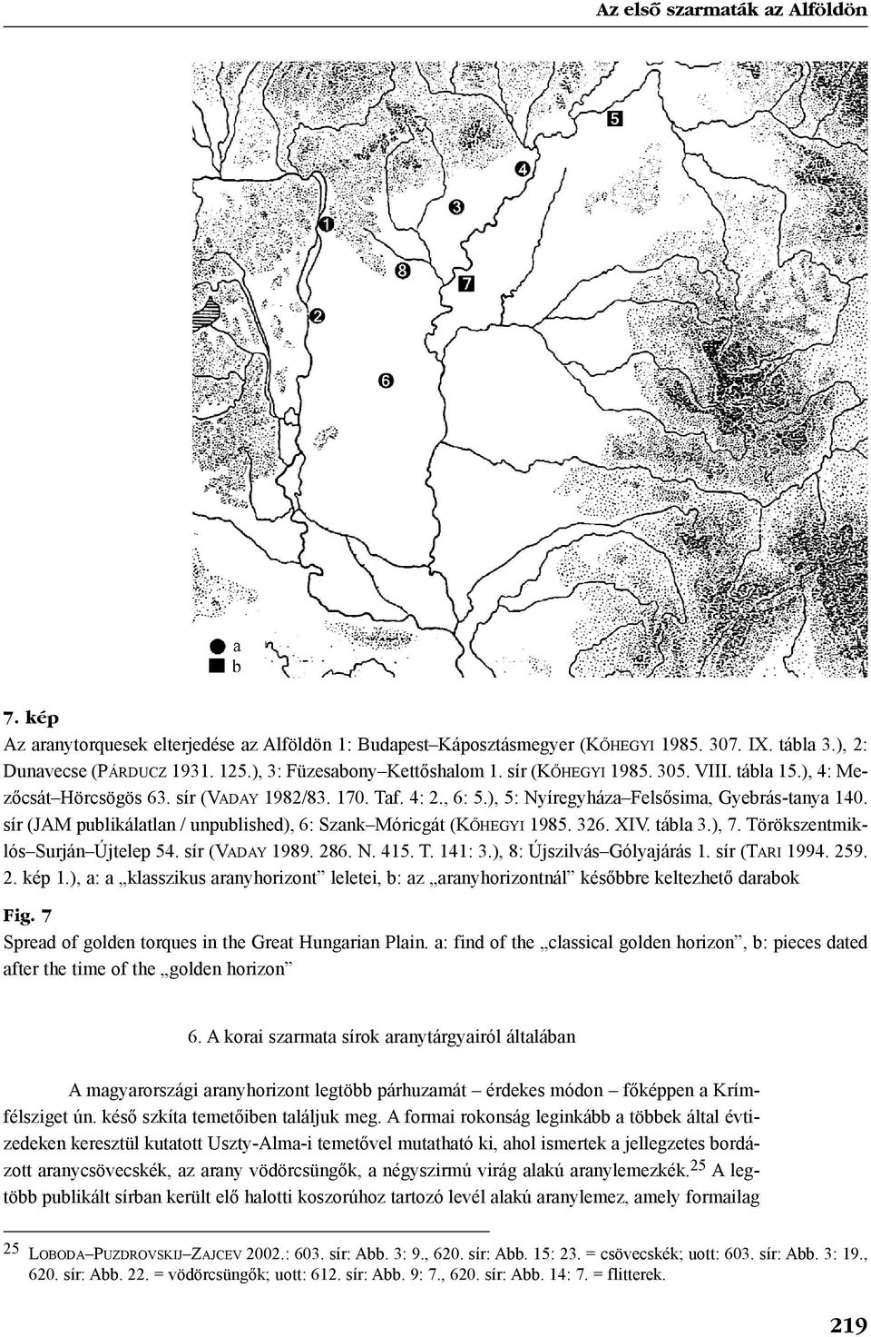 sír (JAM publikálatlan / unpublished), 6: Szank Móricgát (KÕHEGYI 1985. 326. XIV. tábla 3.), 7. Törökszentmiklós Surján Újtelep 54. sír (VADAY 1989. 286. N. 415. T. 141: 3.