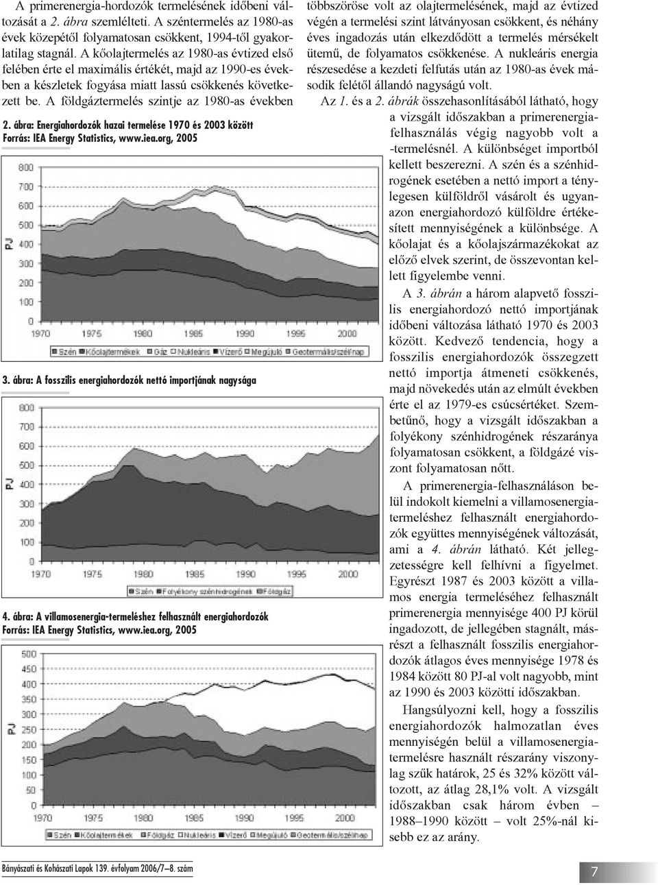 A földgáztermelés szintje az 1980-as években 2. ábra: Energiahordozók hazai termelése 1970 és 2003 között Forrás: IEA Energy Statistics, www.iea.org, 2005 3.