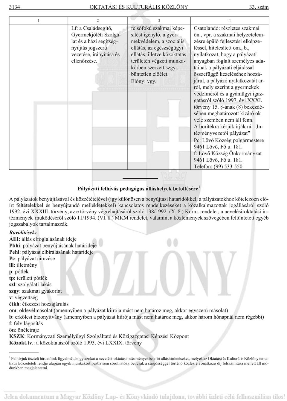 Csatolandó: részletes szakmai ön., vpr. a szakmai helyzetelemzésre épülõ fejlesztési elképzeléssel, hitelesített om., b.