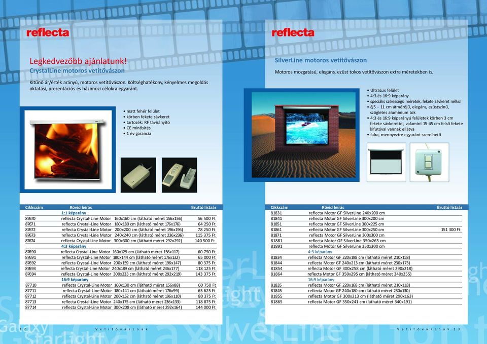 UltraLux felület 4:3 és speciális szélességű méretek, fekete sávkeret nélkül 8,5 11 cm átmérőjű, elegáns, ezüstszínű, szögletes alumínium tok 4:3 és ú felületek körben 3 cm fekete sávkerettel,