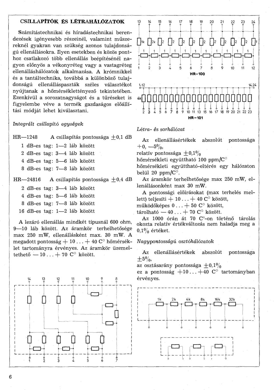 A krómnikkel és a tantáltechnika, továbbá a különböző tulajdonságú ellenálláspaszták széles választékot nyújtanak a hőmérséklettényező tekintetében.