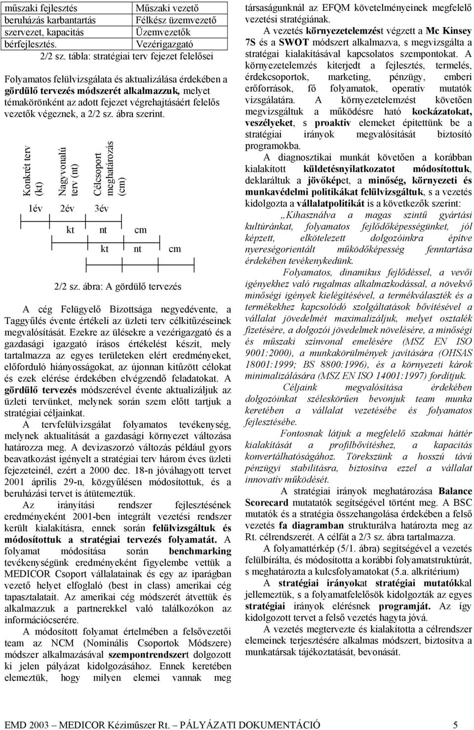 vezetők végeznek, a 2/2 sz. ábra szerint. Konkrét terv (kt) Nagyvonalú terv (nt) Célcsoport meghatározás (cm) 1év 2év 3év kt nt cm kt nt cm 2/2 sz.