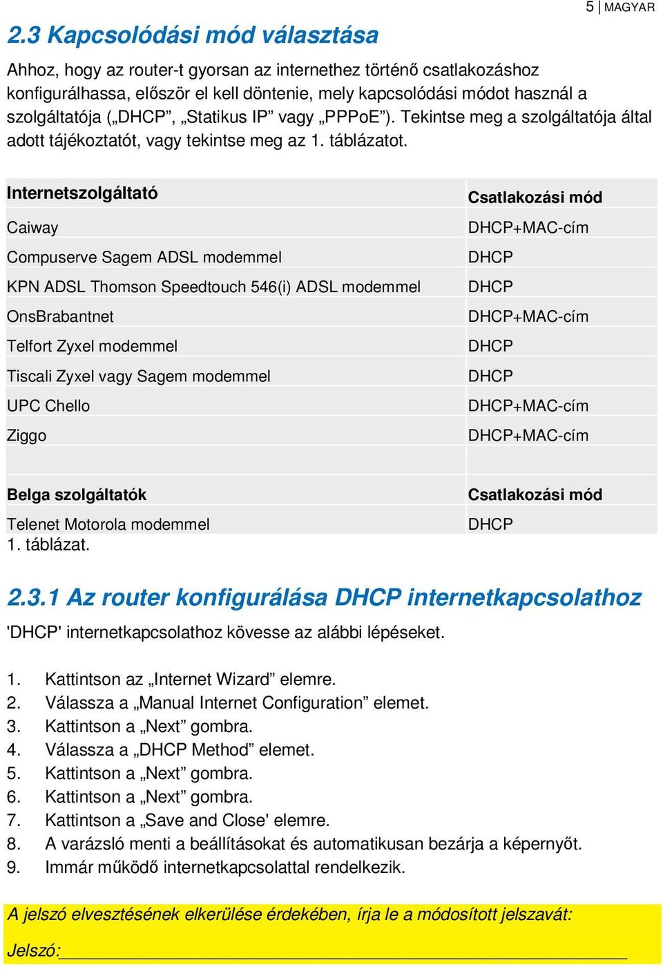 Internetszolgáltató Caiway Compuserve Sagem ADSL modemmel KPN ADSL Thomson Speedtouch 546(i) ADSL modemmel OnsBrabantnet Telfort Zyxel modemmel Tiscali Zyxel vagy Sagem modemmel UPC Chello Ziggo