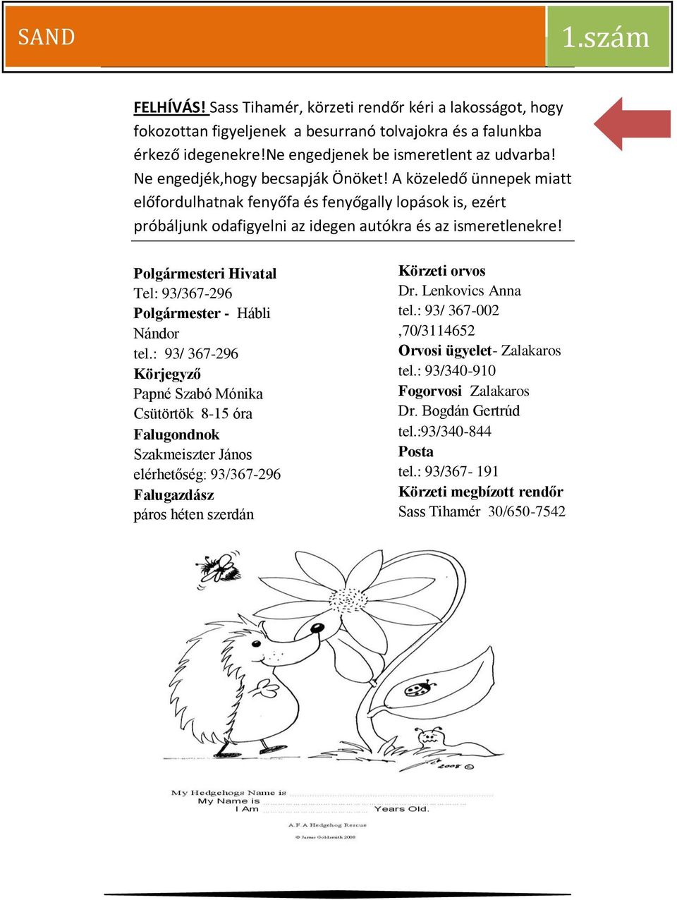 Polgármesteri Hivatal Tel: 93/367-296 Polgármester - Hábli Nándor tel.