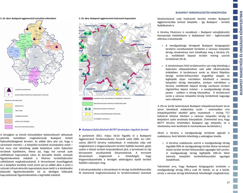 A törvény Fővárosra is vonatkozó Budapest városfejlesztési koncepciója kialakítására is befolyással bíró legfontosabb előírásai a következők: o A mezőgazdasági térségnek Budapest közigazgatási