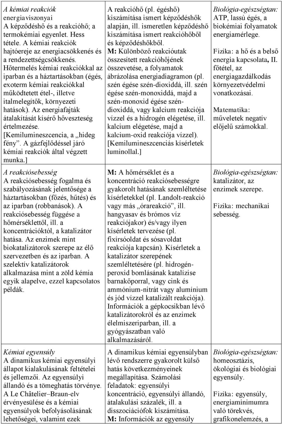 Az energiafajták átalakítását kísérő hőveszteség értelmezése. [Kemilumineszcencia, a hideg fény. A gázfejlődéssel járó kémiai reakciók által végzett munka.