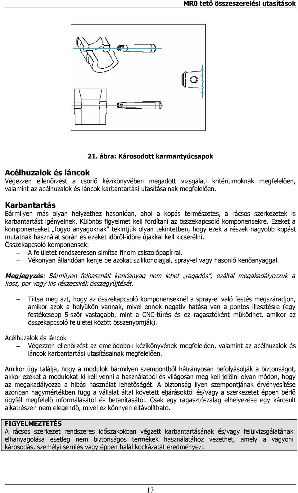 Különös figyelmet kell fordítani az összekapcsoló komponensekre.