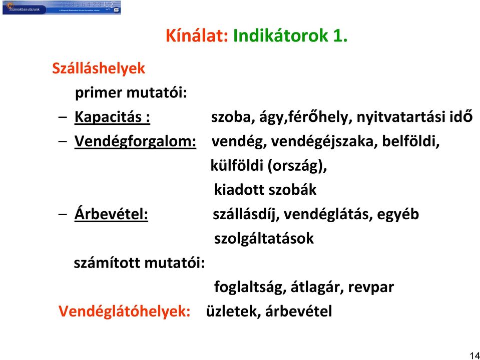 Vendégforgalom: vendég, vendégéjszaka, belföldi, külföldi (ország), kiadott szobák