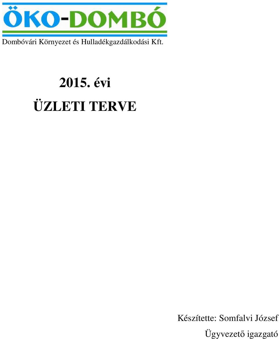 2015. évi ÜZLETI TERVE