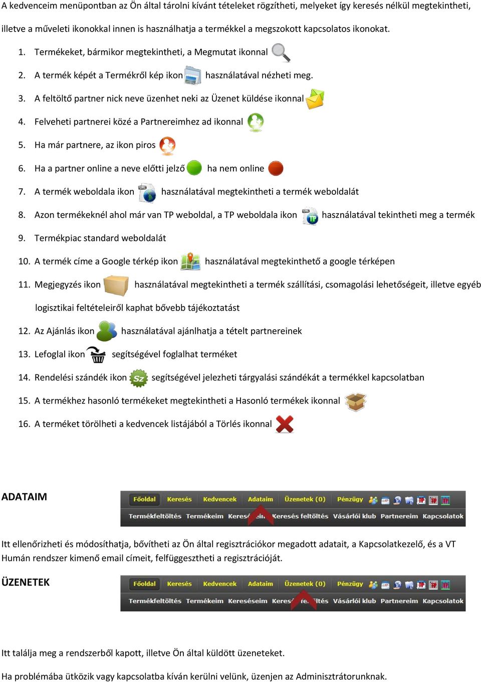 A feltöltő partner nick neve üzenhet neki az Üzenet küldése ikonnal 4. Felveheti partnerei közé a Partnereimhez ad ikonnal 5. Ha már partnere, az ikon piros 6.