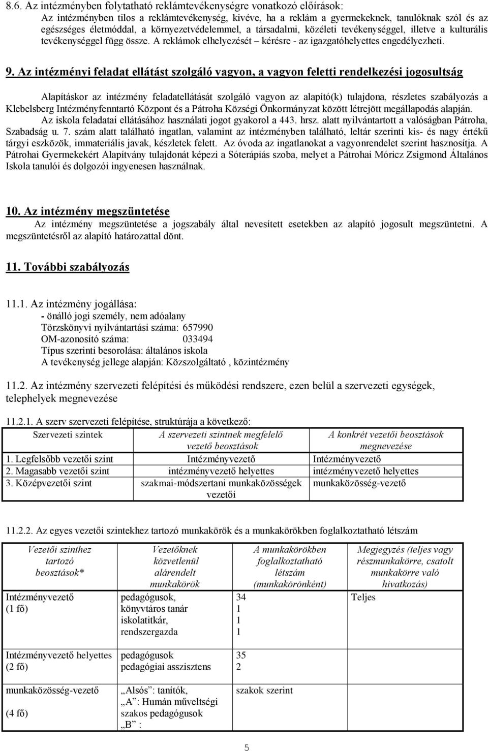 Az intézményi feladat ellátást szolgáló vagyon, a vagyon feletti rendelkezési jogosultság Alapításkor az intézmény feladatellátását szolgáló vagyon az alapító(k) tulajdona, részletes szabályozás a